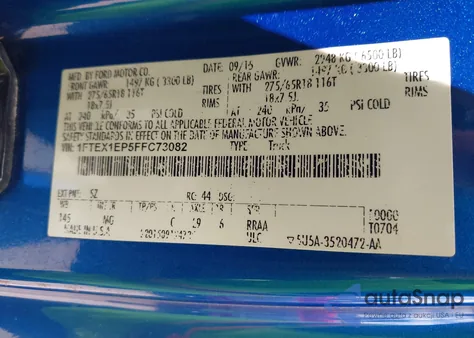 2015 Ford F-150 Xlt from USA, damaged, VIN 1FTEX1EP5FFC73082